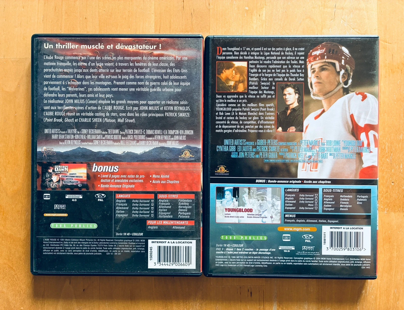 Lot of 2 cult 80's DVDs Patrick Swayze: Red Dawn and Youngblood. – photo 3
